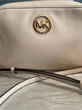 Michael Kors Cream Crossbody Bag with Gold Logo